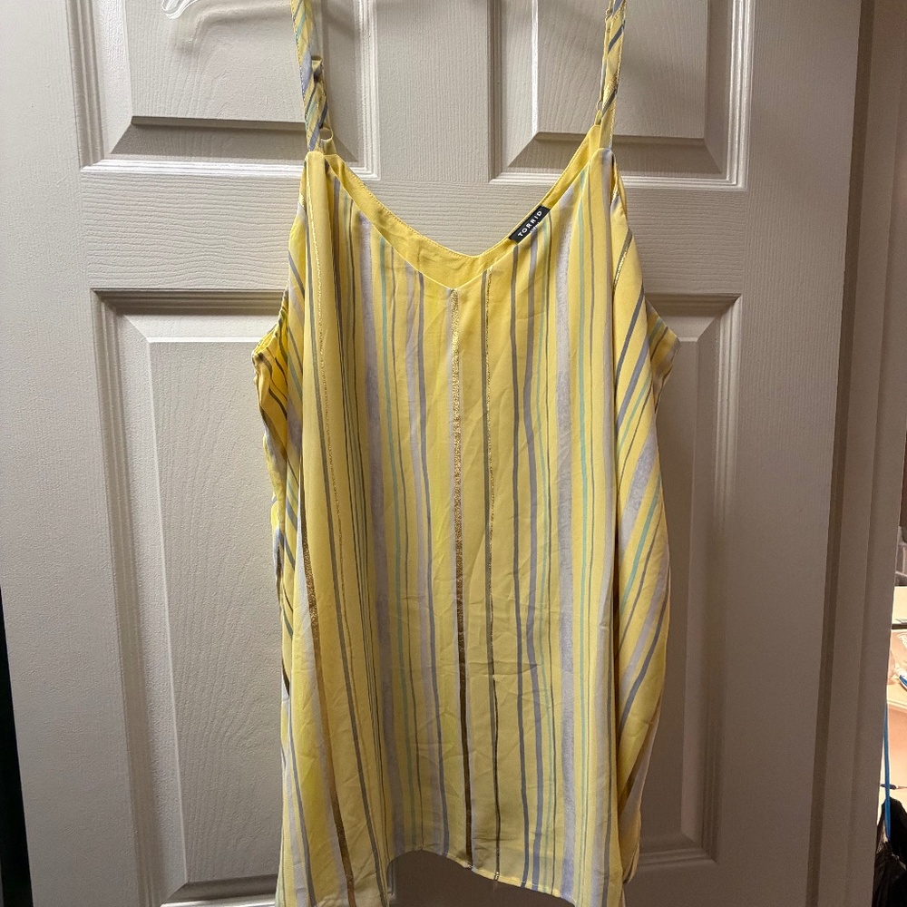 Torrid Sophie Plus Size 3 Yellow Striped Cami Tank